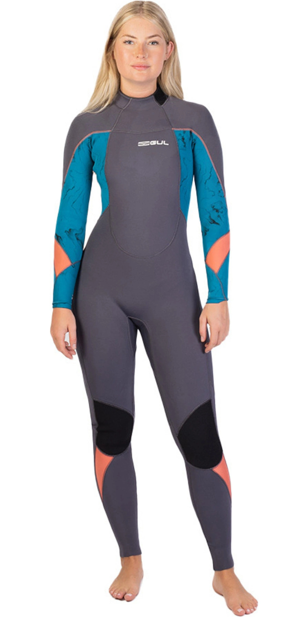 2025 Gul Womens Response 4/3mm GBS Back Zip Wetsuit RE1248-C1 - Grey / Marbel